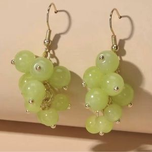 Green 3D Grape Stud Earrings for Women/Girls | Nature-Inspired Style